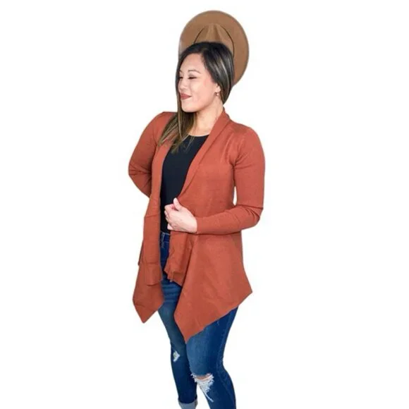 Rust Ribbed Cardigan - Picture 3 of 3